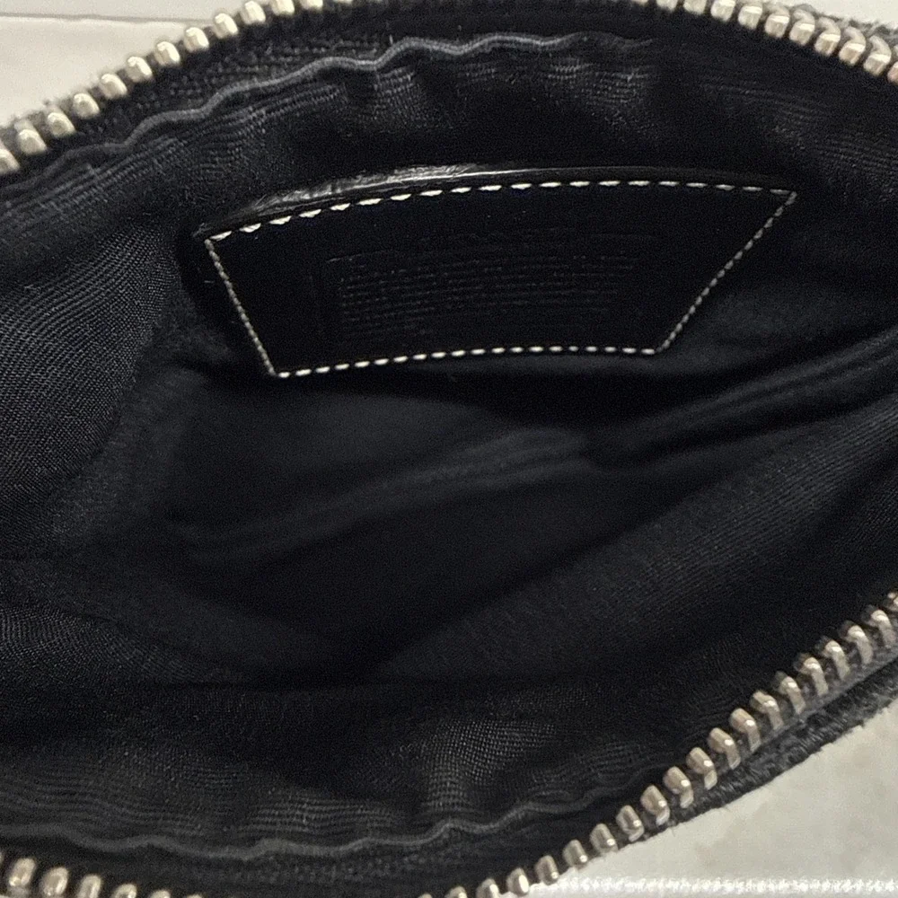 Coach Black Signature Crossbody Bag Silver Zip Closure Adjustable Strap Phone